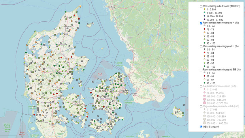 Nyt Danmarkskort med oplysninger om spildevand