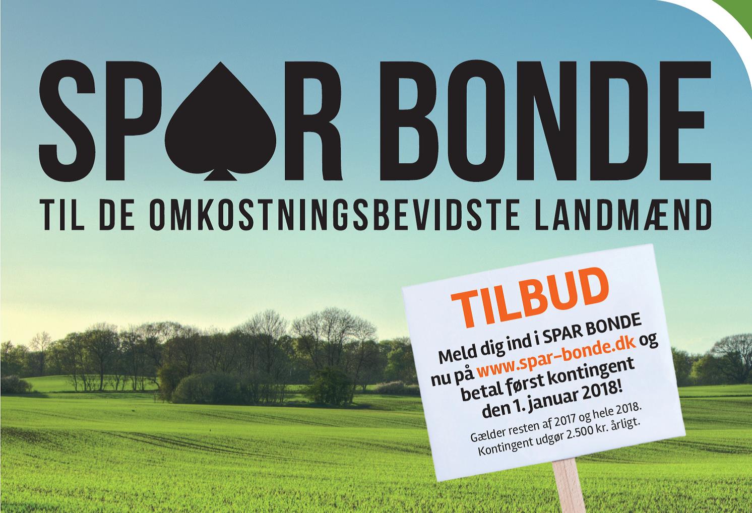 Meld dig ind i Spar Bonde nu - og betal først næste år
